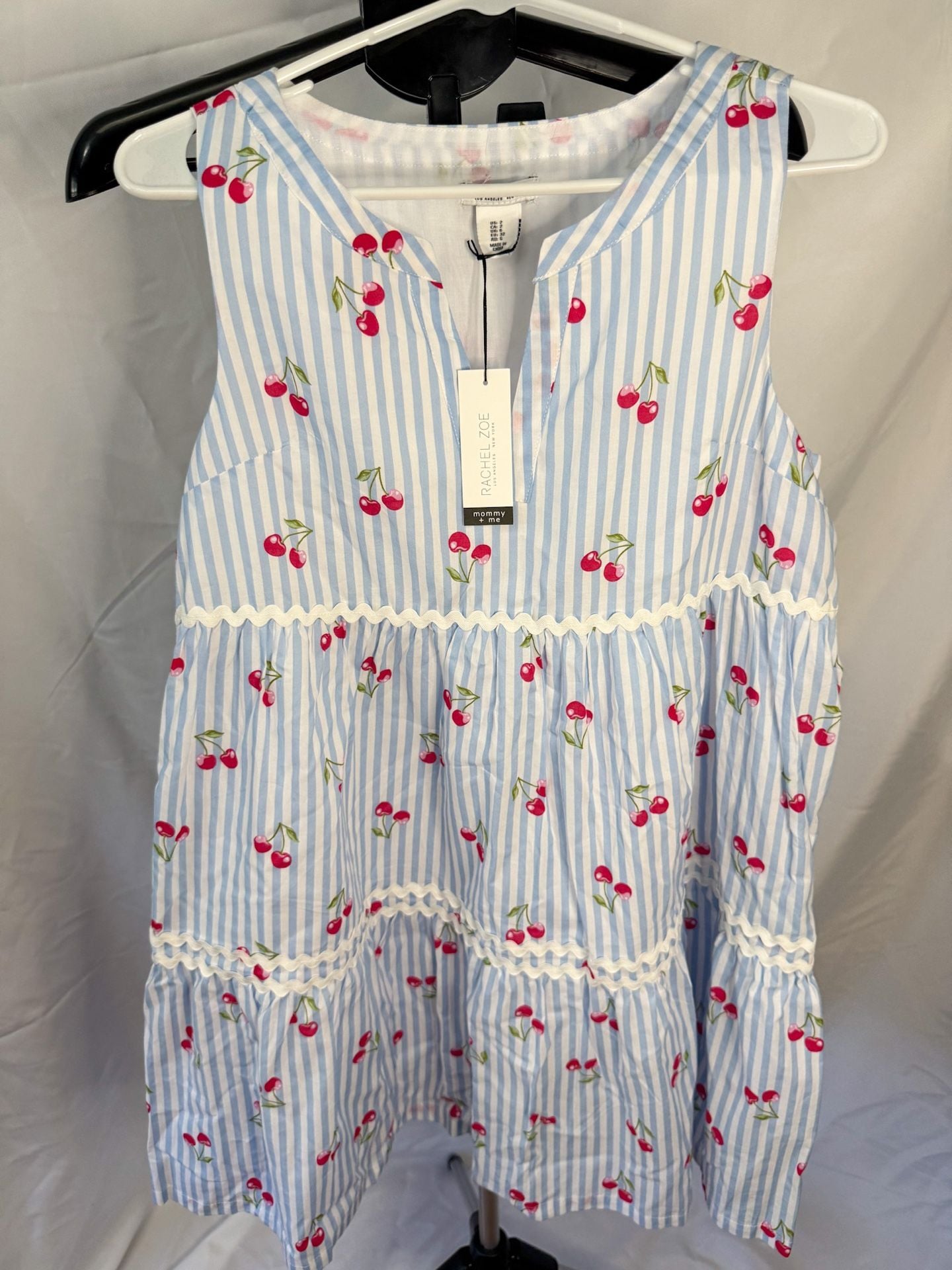 Rachel Zoe NWT Dress Size 2 Blue White Striped Cherry 2