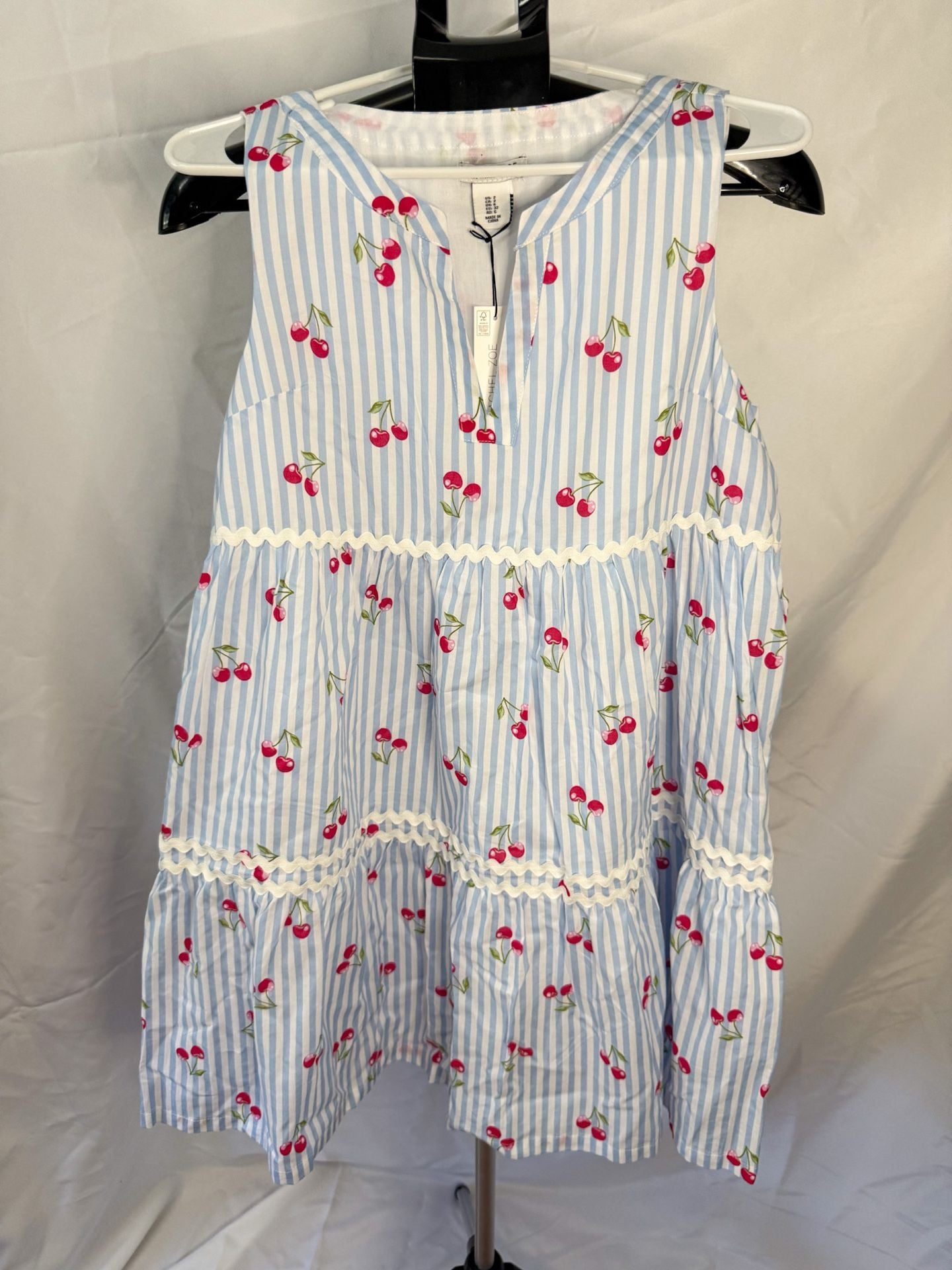 Rachel Zoe NWT Dress Size 2 Blue White Striped Cherry 4