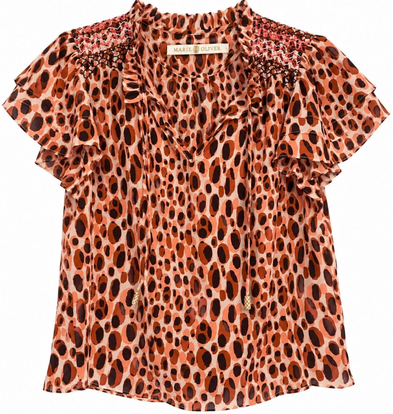 Marie Oliver Silk Blouse Size S Leopard Print Top 2