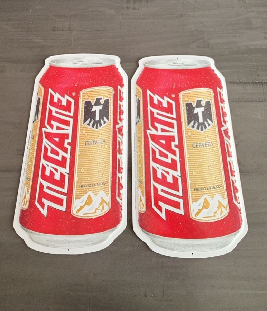 Tecate Beer Can Metal Sign Lot of 2 1