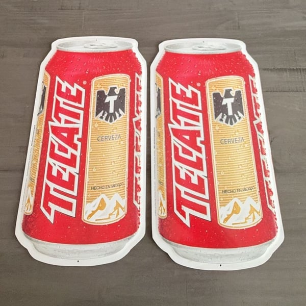 Tecate Beer Can Metal Sign Lot of 2
