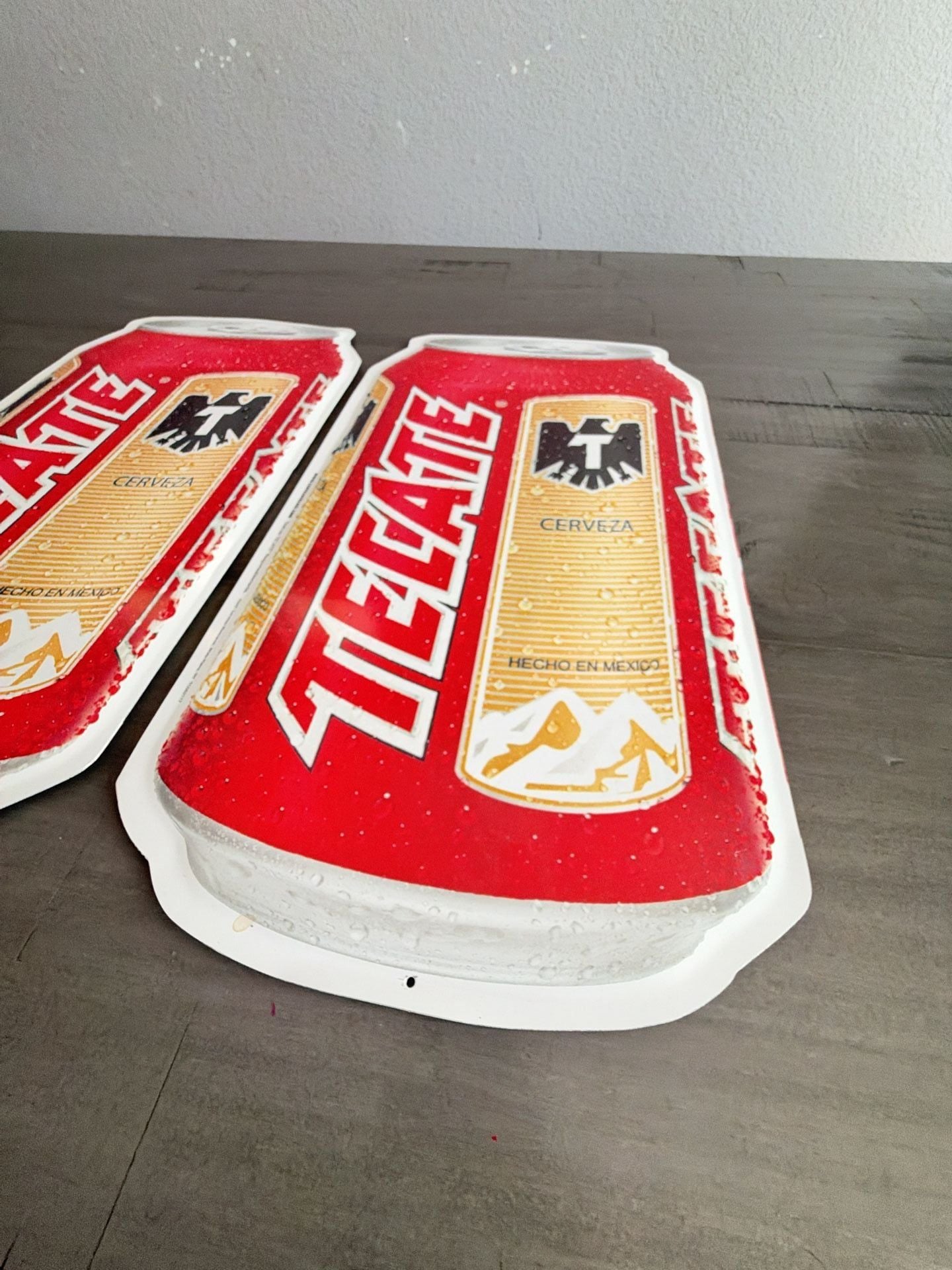 Tecate Beer Can Metal Sign Lot of 2 2