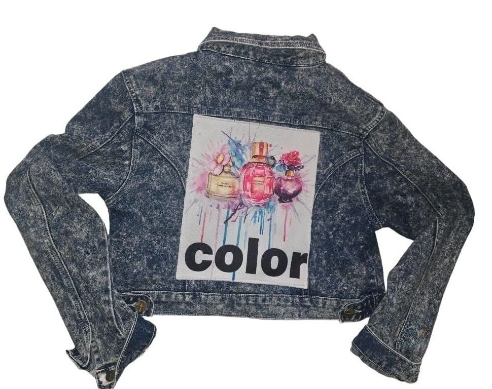 Paparazzi Denim Jacket Acid Wash Sequin Color Y2K style 5