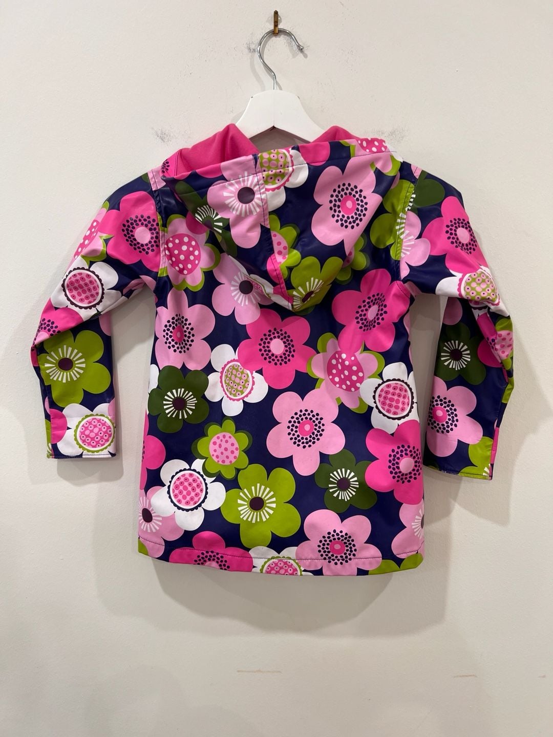 Hartstrings Raincoat Size 4T Blue Pink Floral Hooded Jacket 9