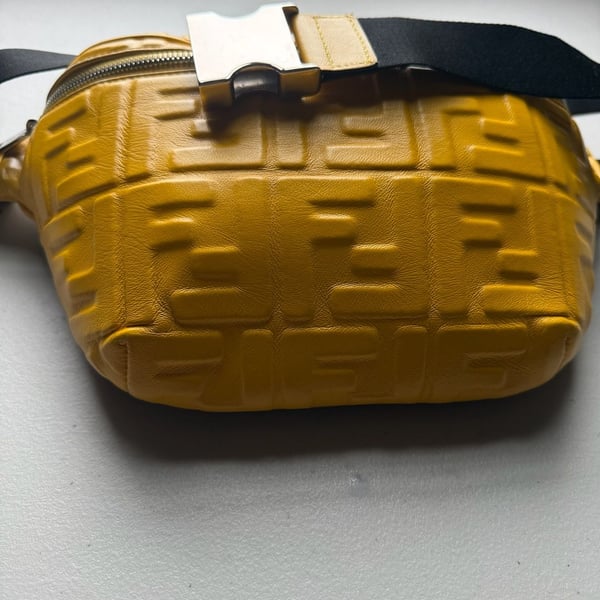 Fendi FF Embossed Belt Bag Yellow Leather