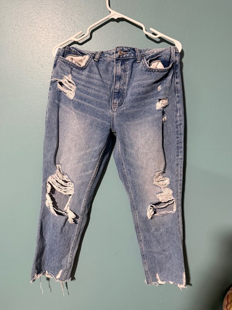 American Eagle Distressed Mom Jeans Size 12 Short 2