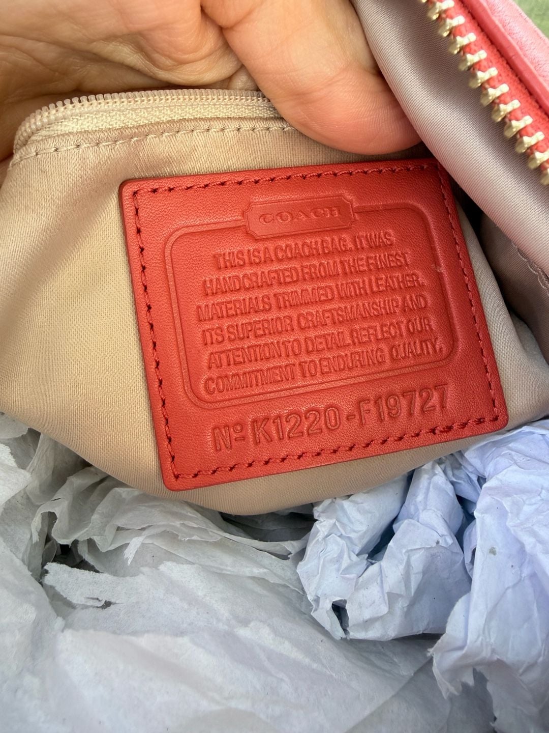 Coach Park Signature Carrie Hobo Bag Khaki Coral Orange persimmon F19727 5