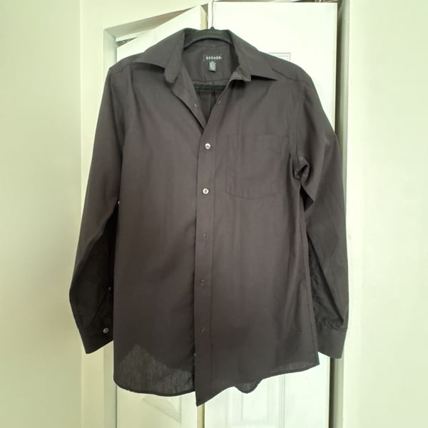 George Long Sleeve Button Up Shirt Size 14-14.5 Black