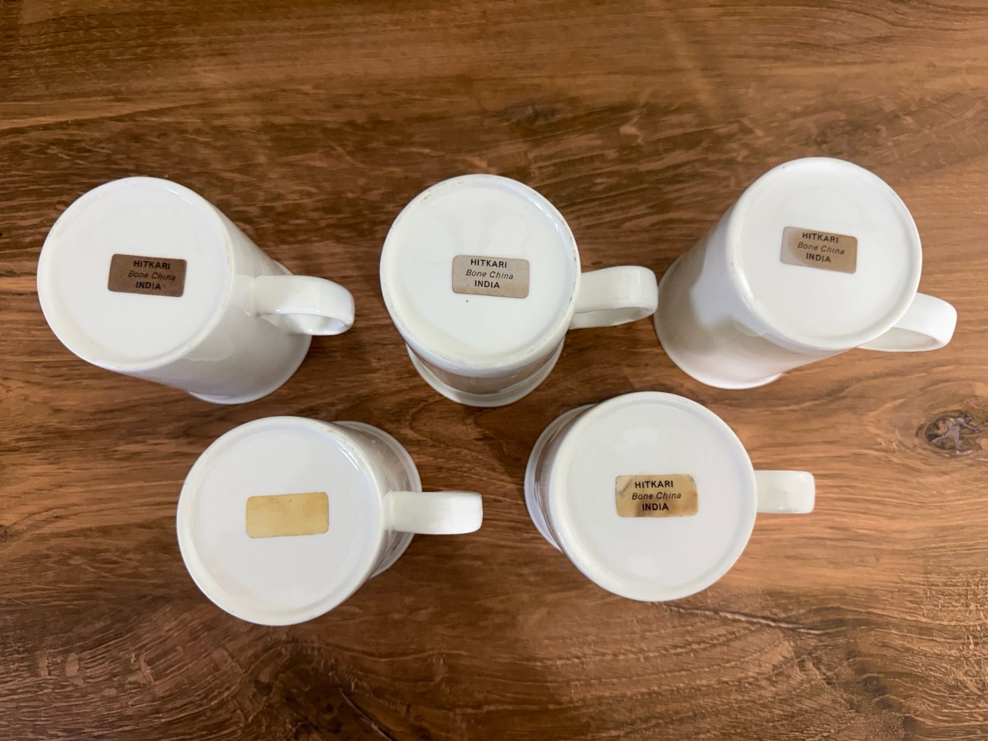 Hitkari Bone China Set Of 5 White Coffee Mugs 5