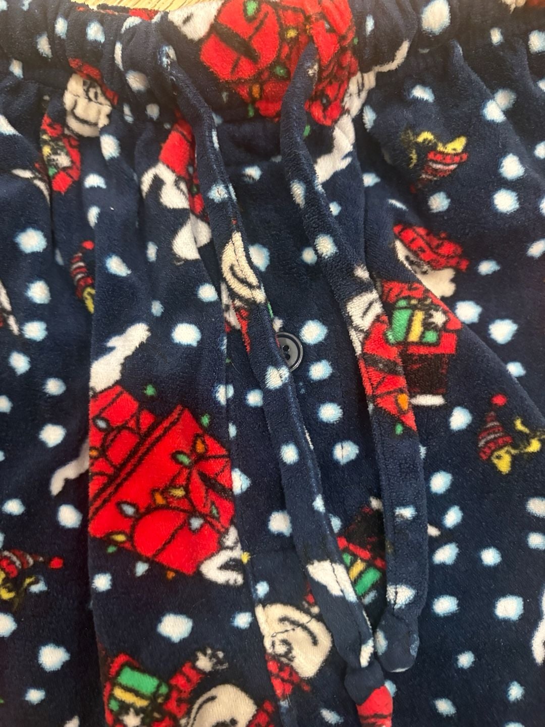 Peanuts Snoopy Christmas Pajama Pants Mens Women Small Navy Fleece Holiday 7