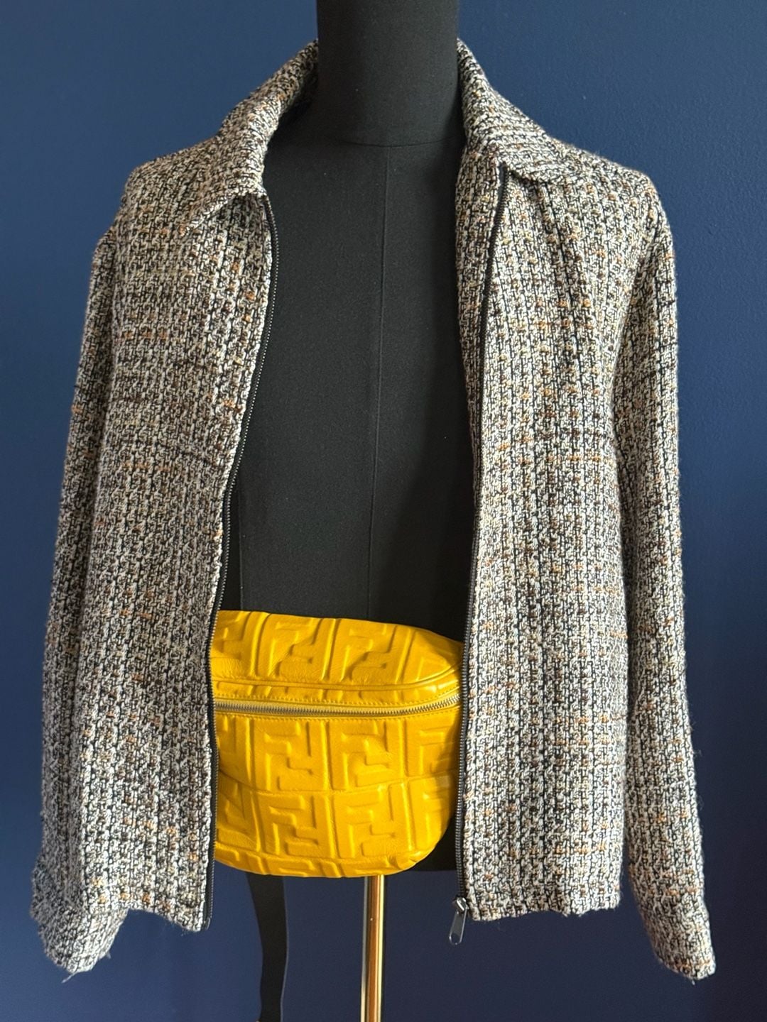 Fendi FF Embossed Belt Bag Yellow Leather 5
