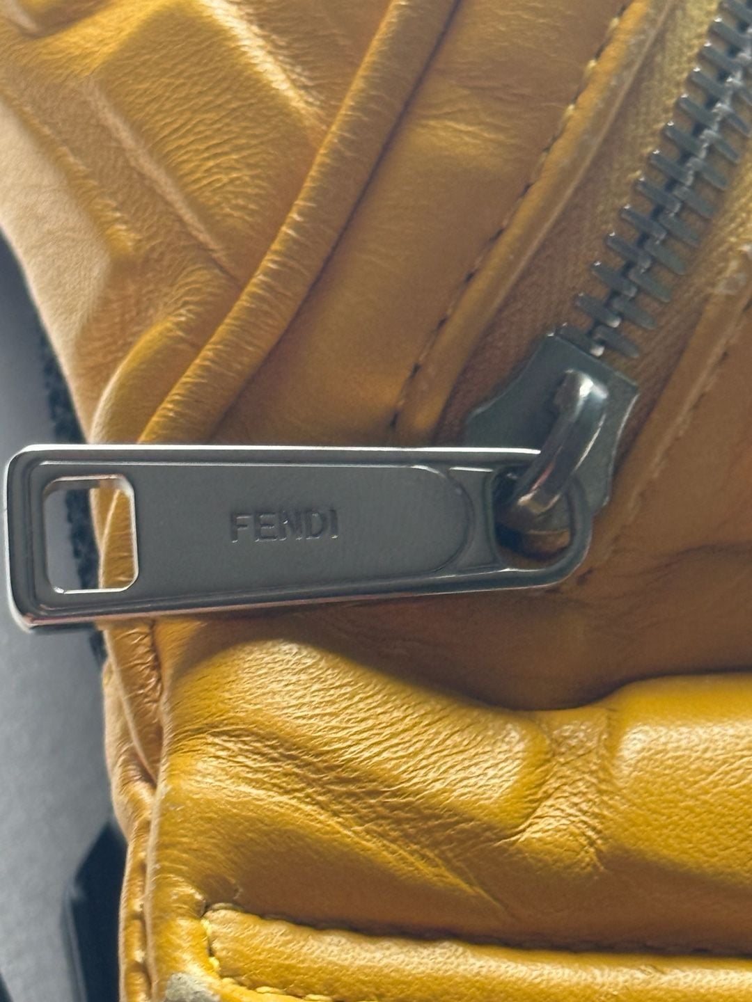 Fendi FF Embossed Belt Bag Yellow Leather 8