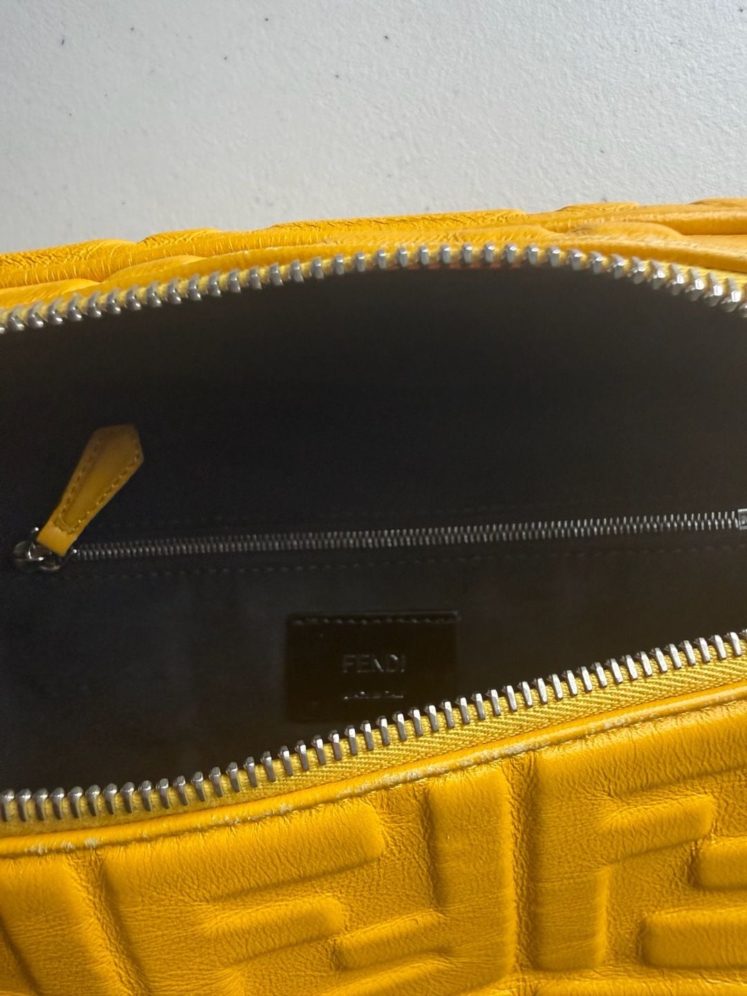 Fendi FF Embossed Belt Bag Yellow Leather 9