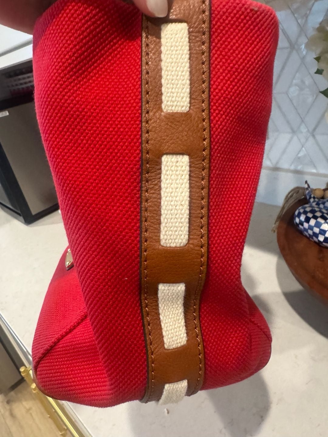 Michael Kors Marina Canvas Tote Red Rope Handle 3