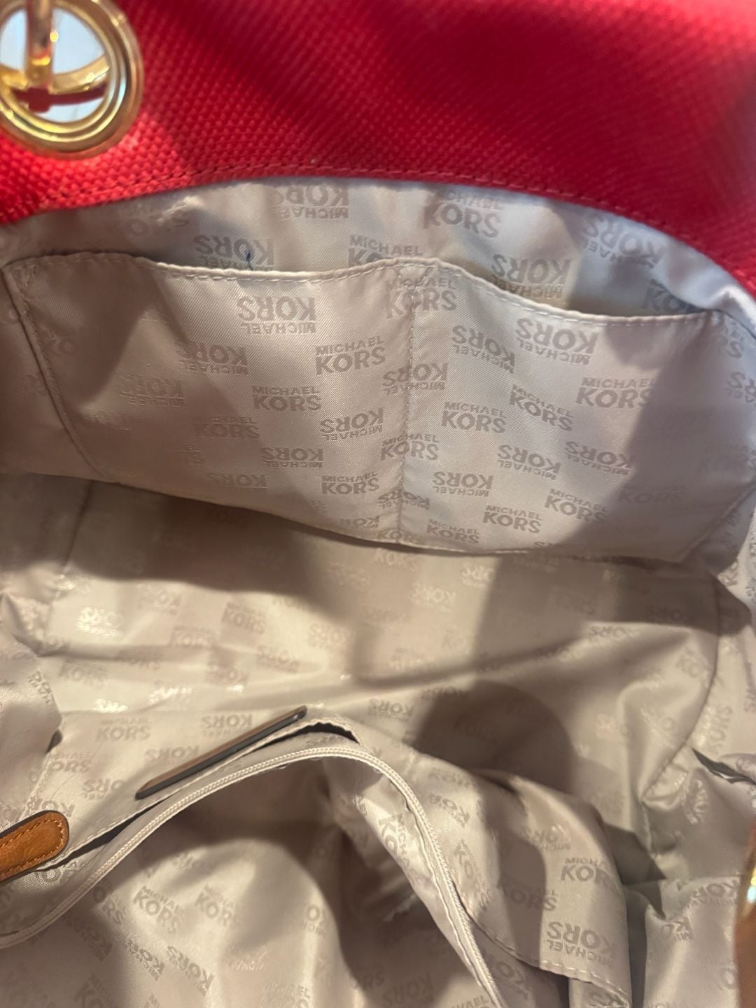 Michael Kors Marina Canvas Tote Red Rope Handle 7