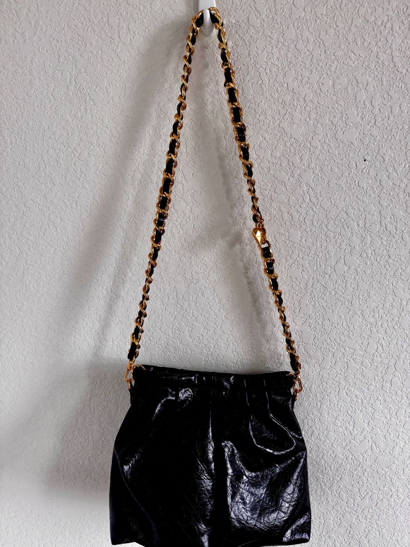 Charles & Keith Duo Quilted Chain Hobo Bag Size L Black 4
