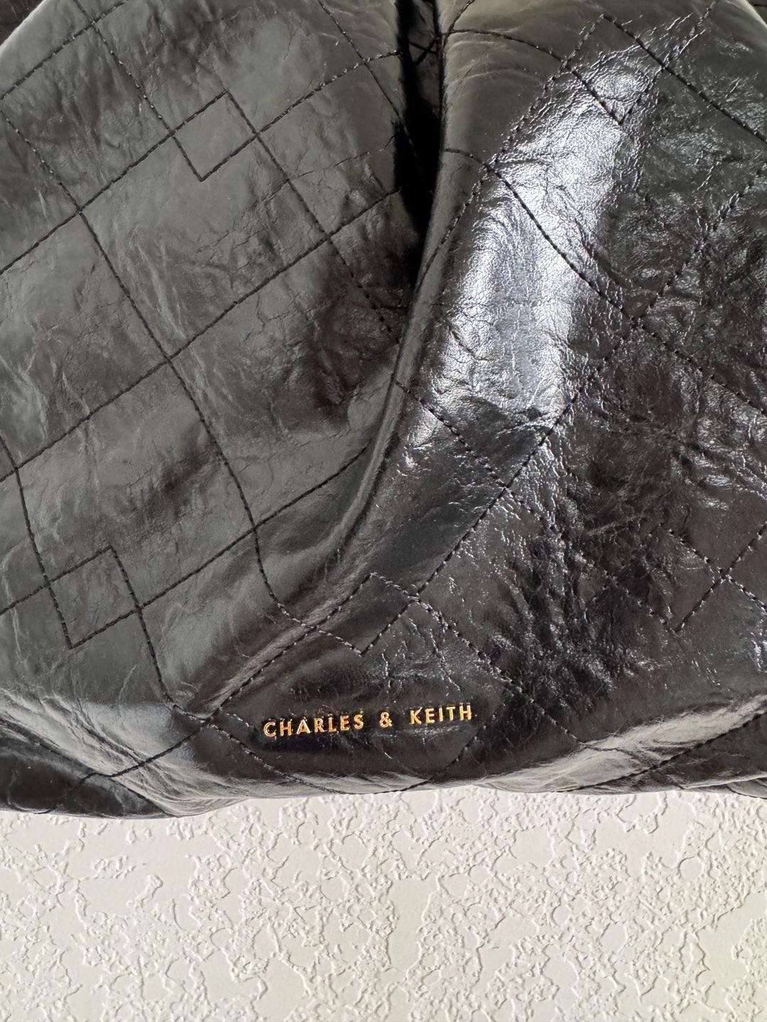 Charles & Keith Duo Quilted Chain Hobo Bag Size L Black 9