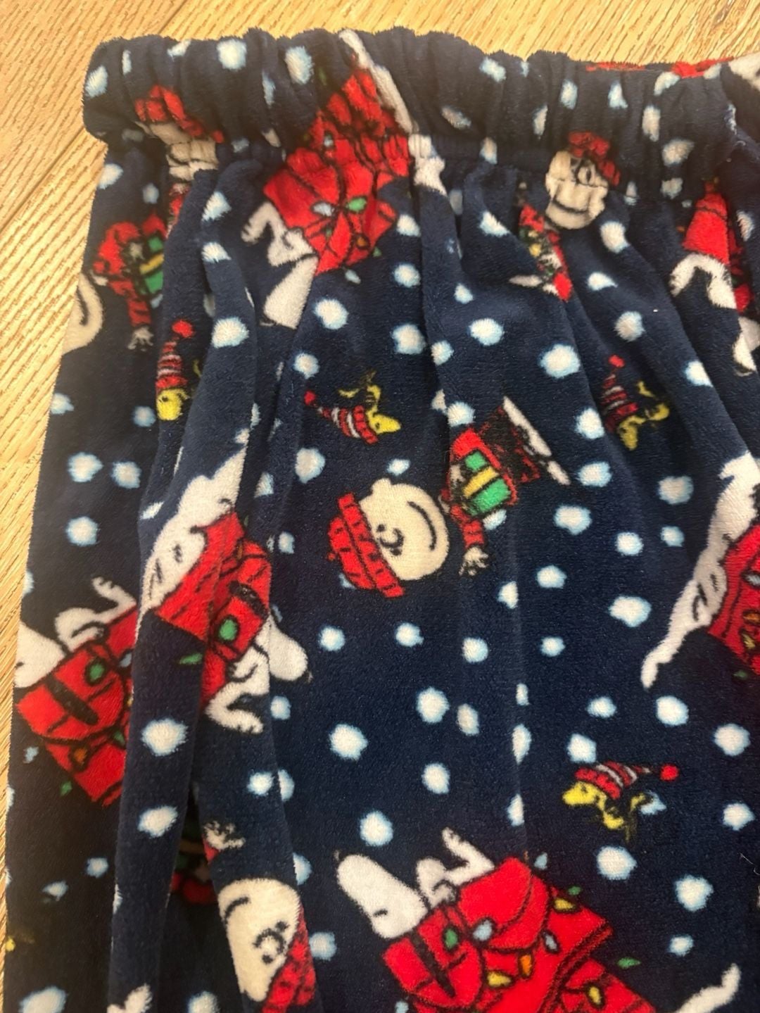 Peanuts Snoopy Christmas Pajama Pants Mens Women Small Navy Fleece Holiday 8