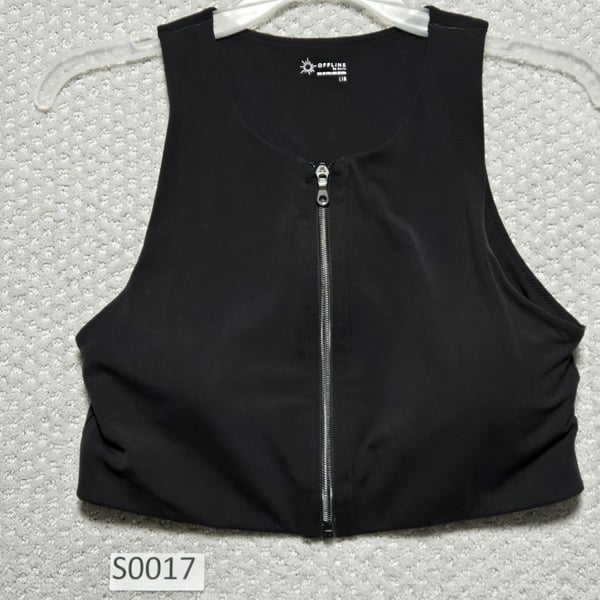 Offline By Aerie Zip Front Tank Top Size L/G Black Real Me Xtra