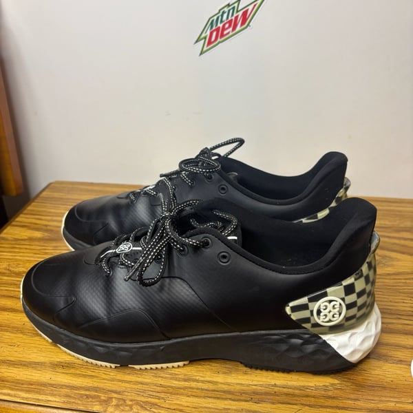 G/Fore MG4+ Golf Shoes Mens Black and white  Size 10  Pray for Birdies