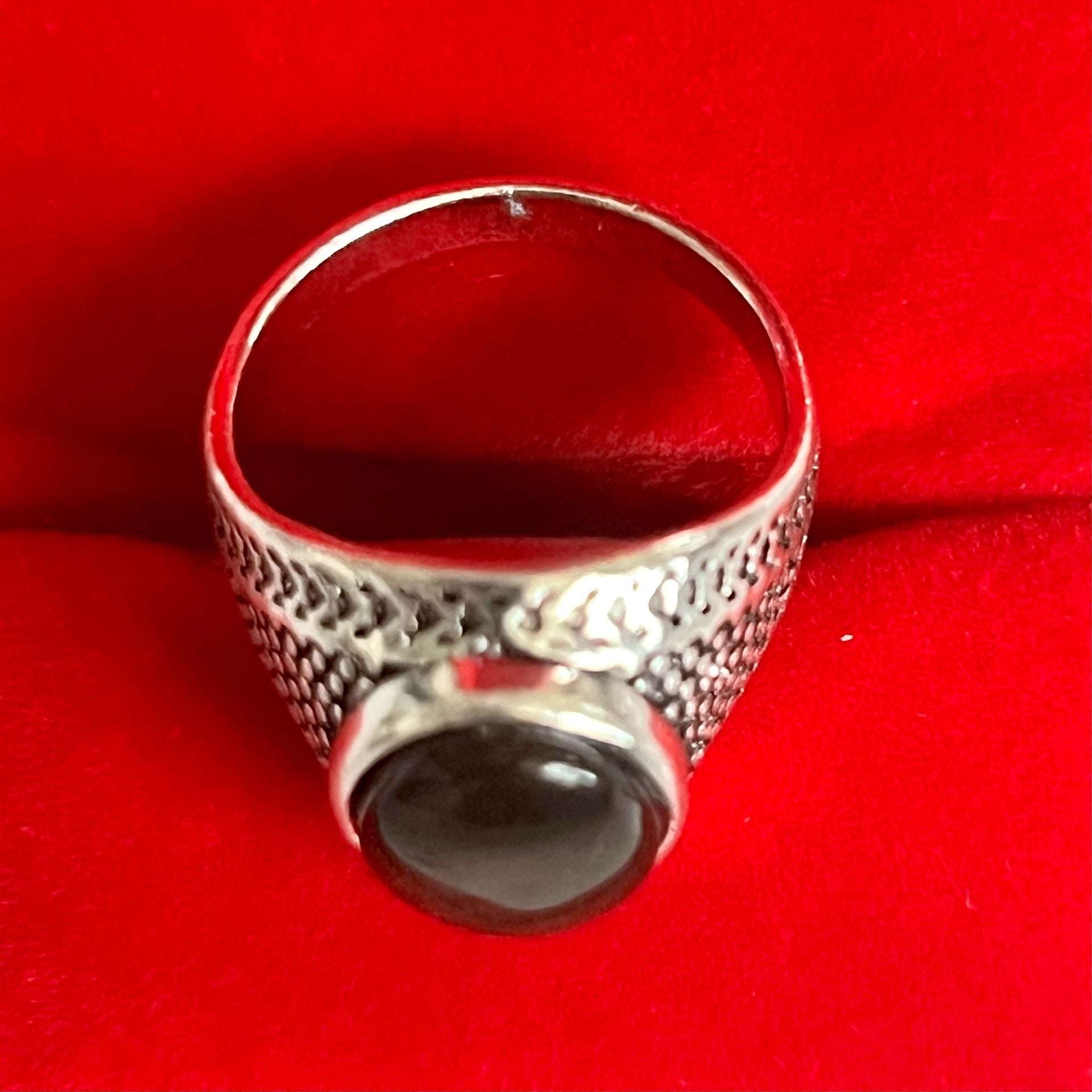 Tiger's Eye Ornate Design Titanium Steel Silver Statement Unisex Ring Size 9 5
