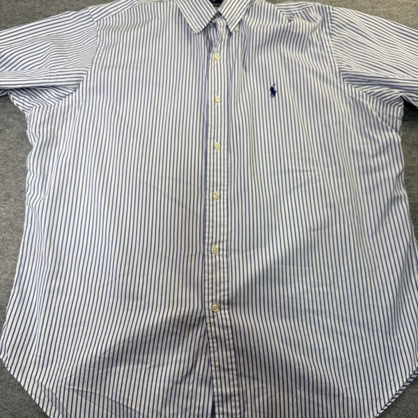 Ralph Lauren Classic Fit Button Down Shirt XL Blue White Stripe
