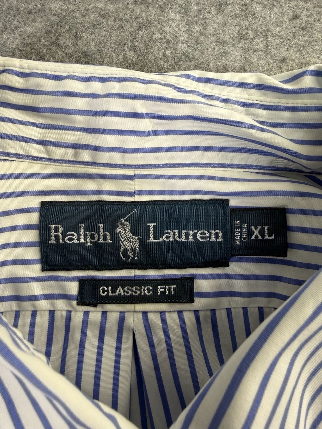 Ralph Lauren Classic Fit Button Down Shirt XL Blue White Stripe 3