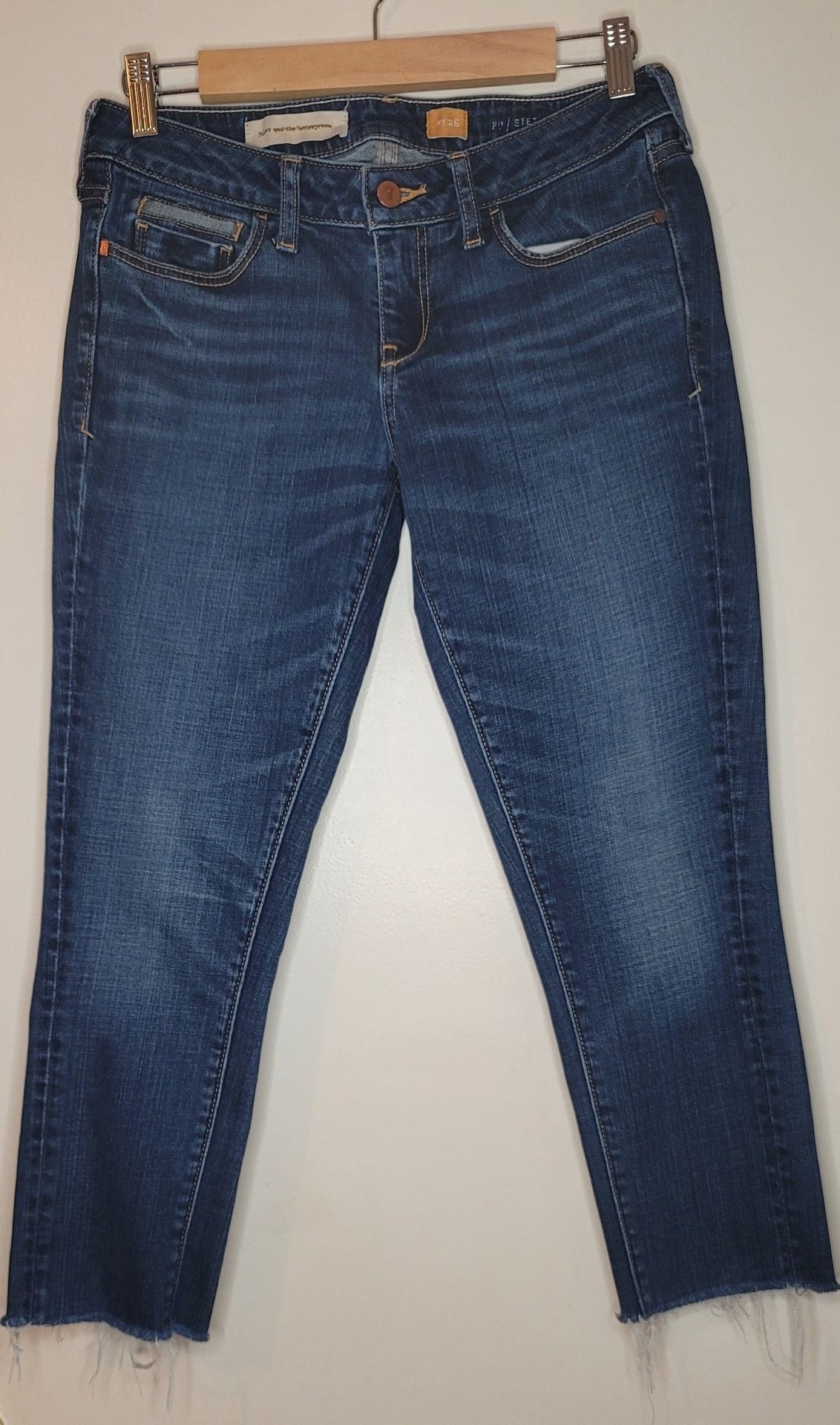 Pilcro and the Letterpress Skinny Jeans Size 26 Dark Wash Raw Hem 2