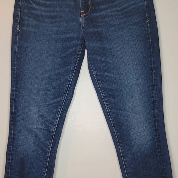 Pilcro and the Letterpress Skinny Jeans Size 26 Dark Wash Raw Hem