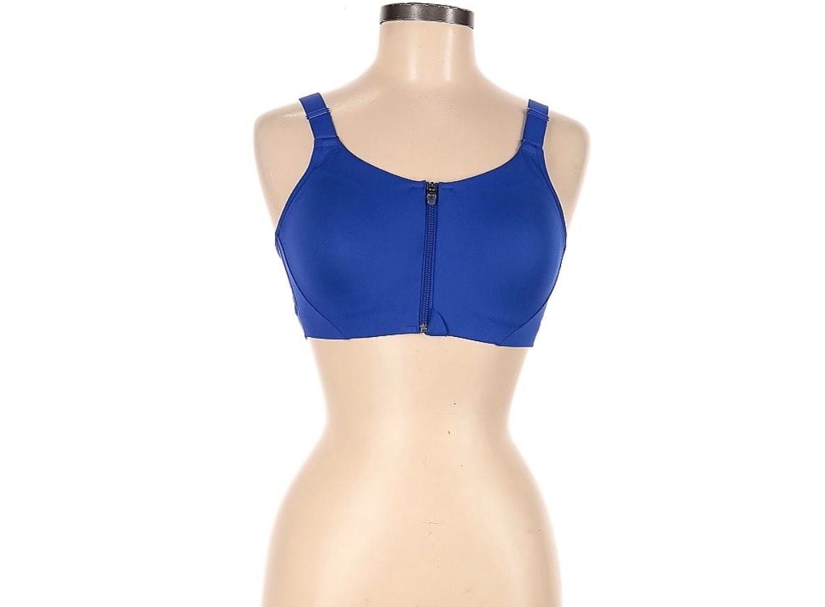 All In Motion Zip-Front Sports Bra Size 36B Blue High Support 2