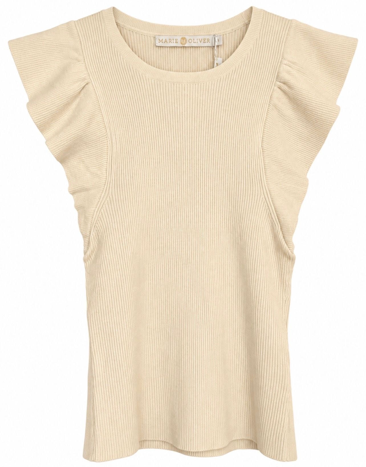 Marie Oliver Rory Top Size S Cream Ribbed Ruffle 2