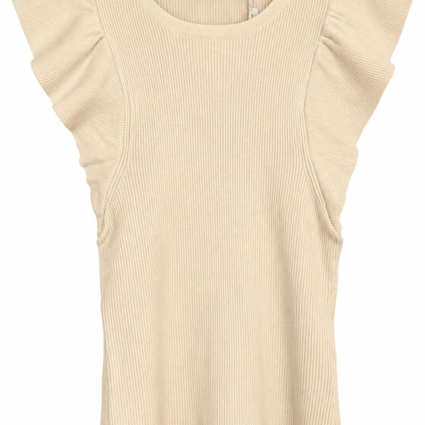Marie Oliver Rory Top Size S Cream Ribbed Ruffle