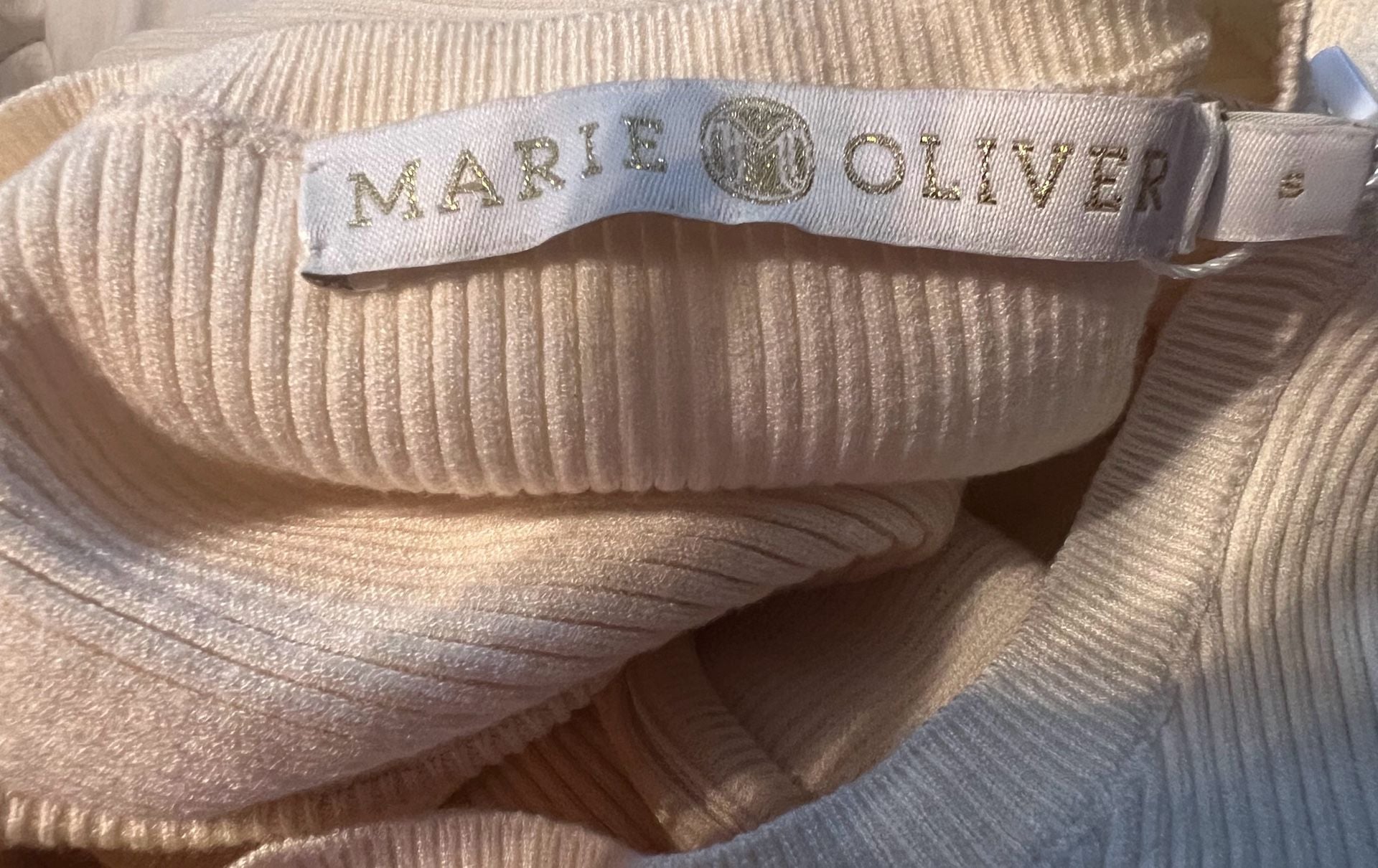 Marie Oliver Rory Top Size S Cream Ribbed Ruffle 3
