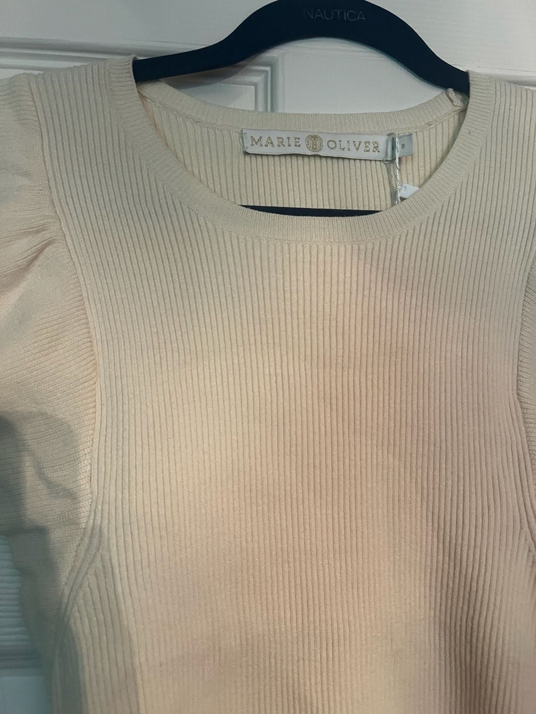 Marie Oliver Rory Top Size S Cream Ribbed Ruffle 4