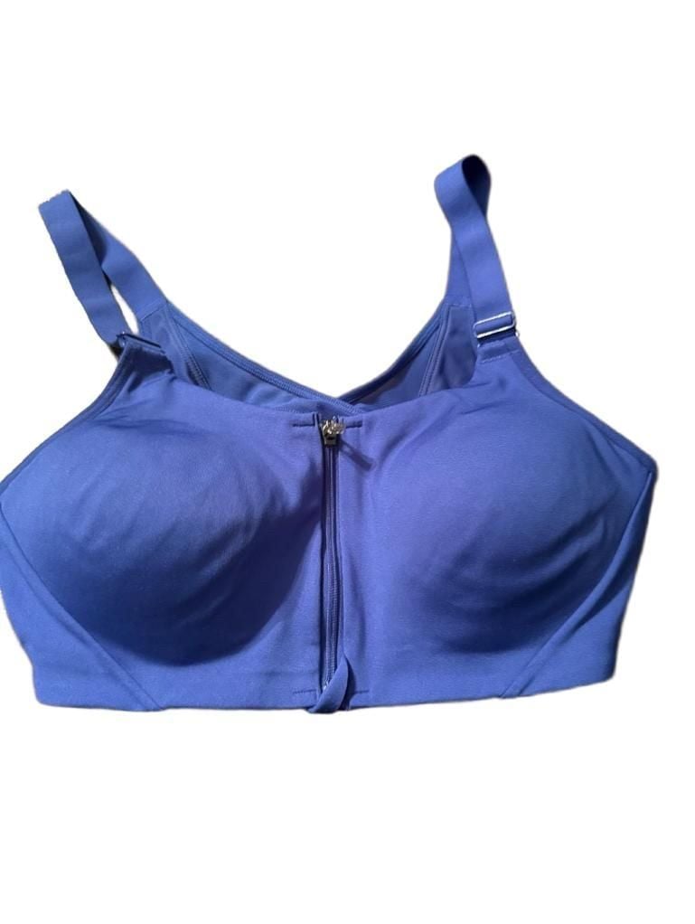 All In Motion Zip-Front Sports Bra Size 36B Blue High Support 3