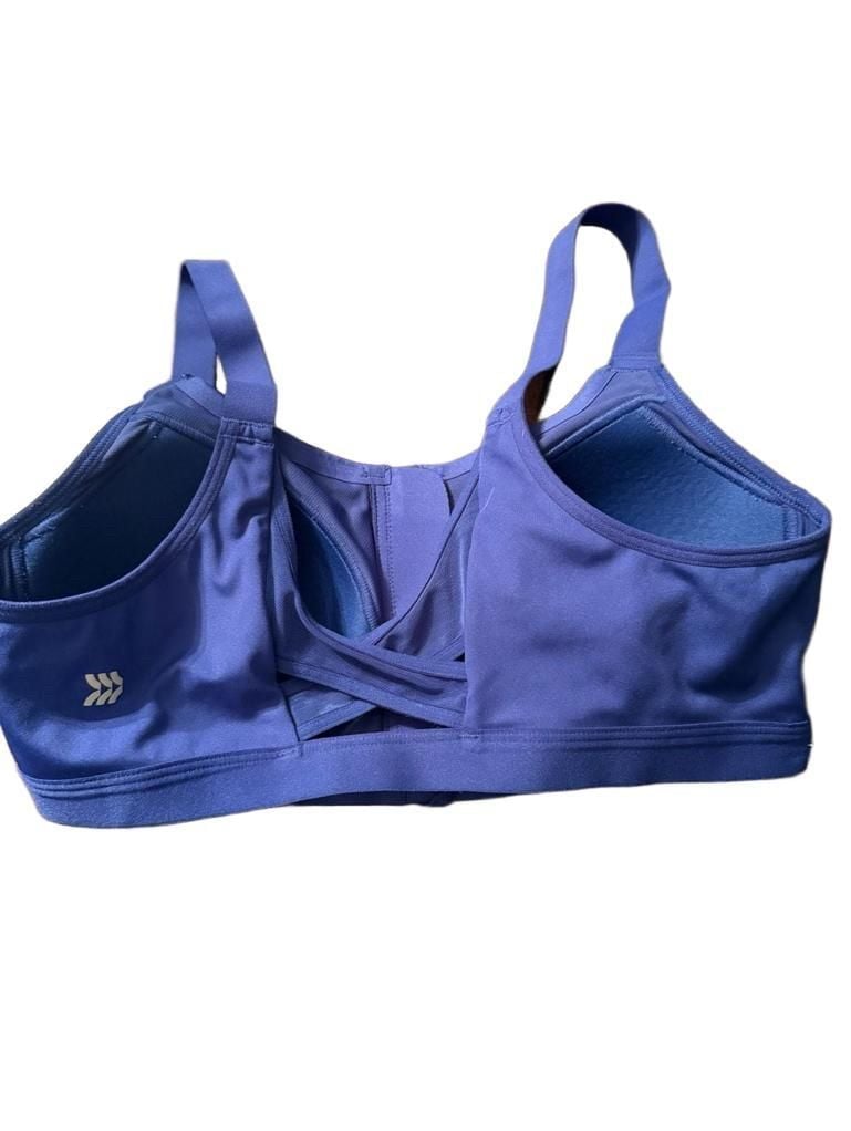 All In Motion Zip-Front Sports Bra Size 36B Blue High Support 4