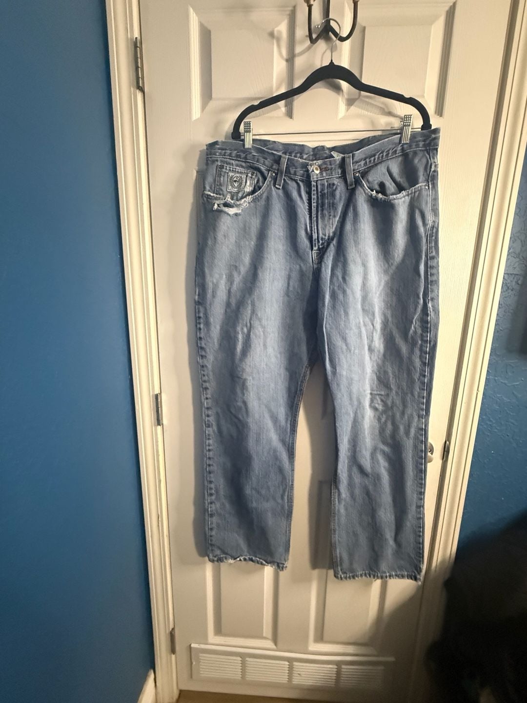 Cinch Men’s 38x32 Distressed Relaxed Jeans Light Wash Western Cowboy Denim 2