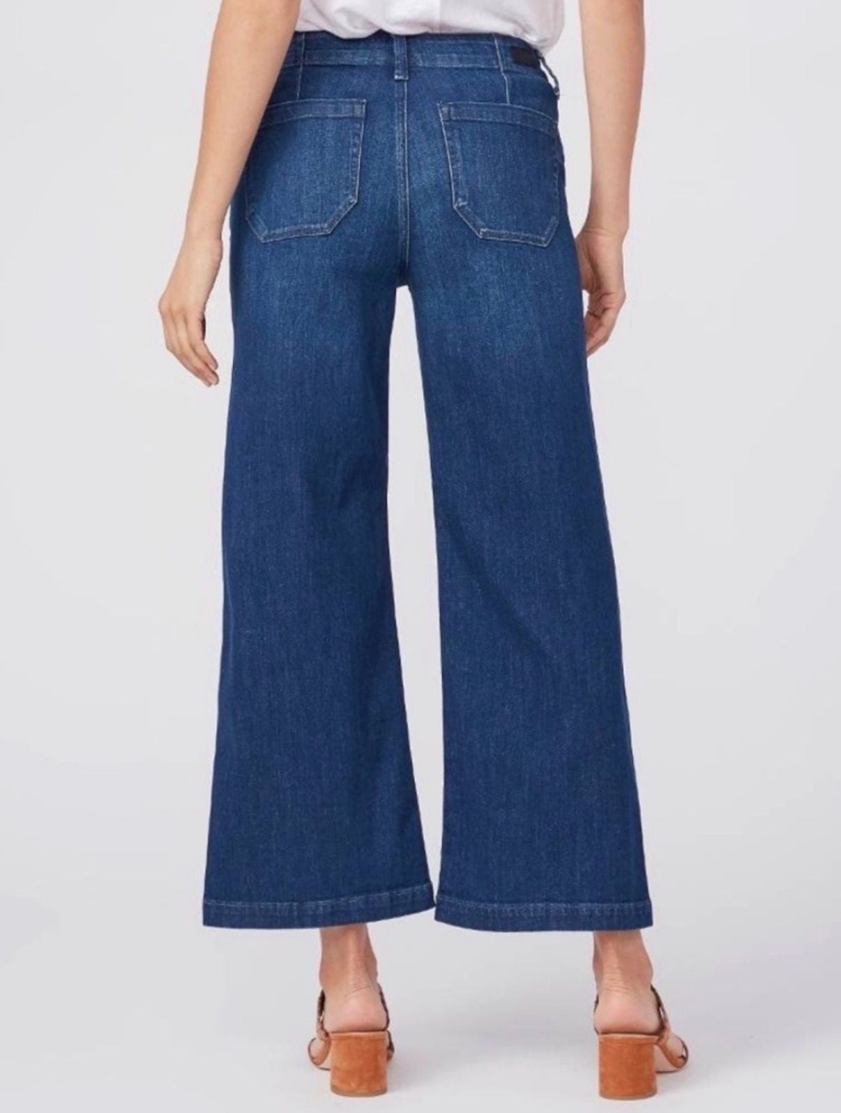 Paige Carly Tie High Waist Ankle Wide Leg Jeans Blue Denim 3