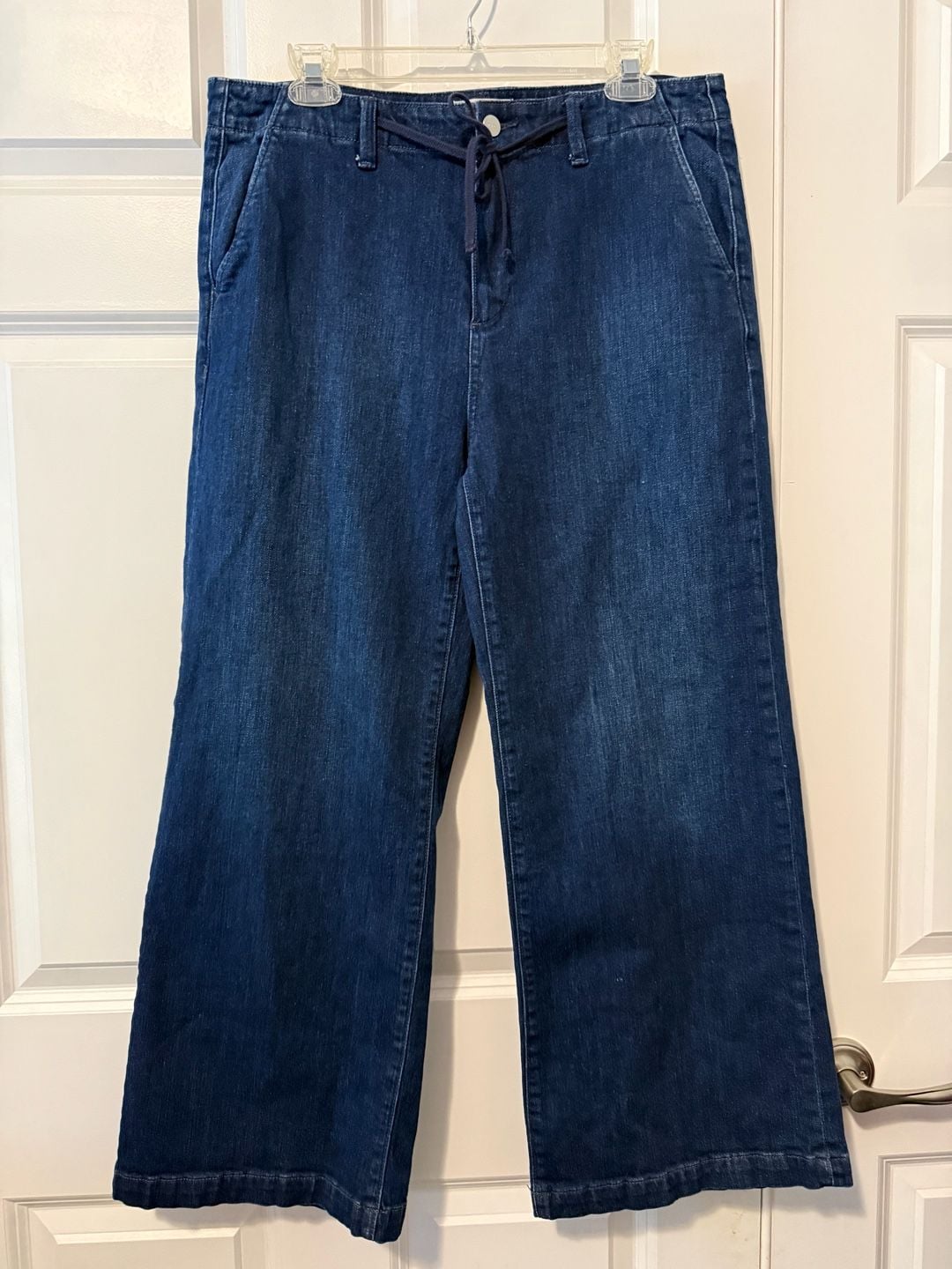 Paige Carly Tie High Waist Ankle Wide Leg Jeans Blue Denim 4