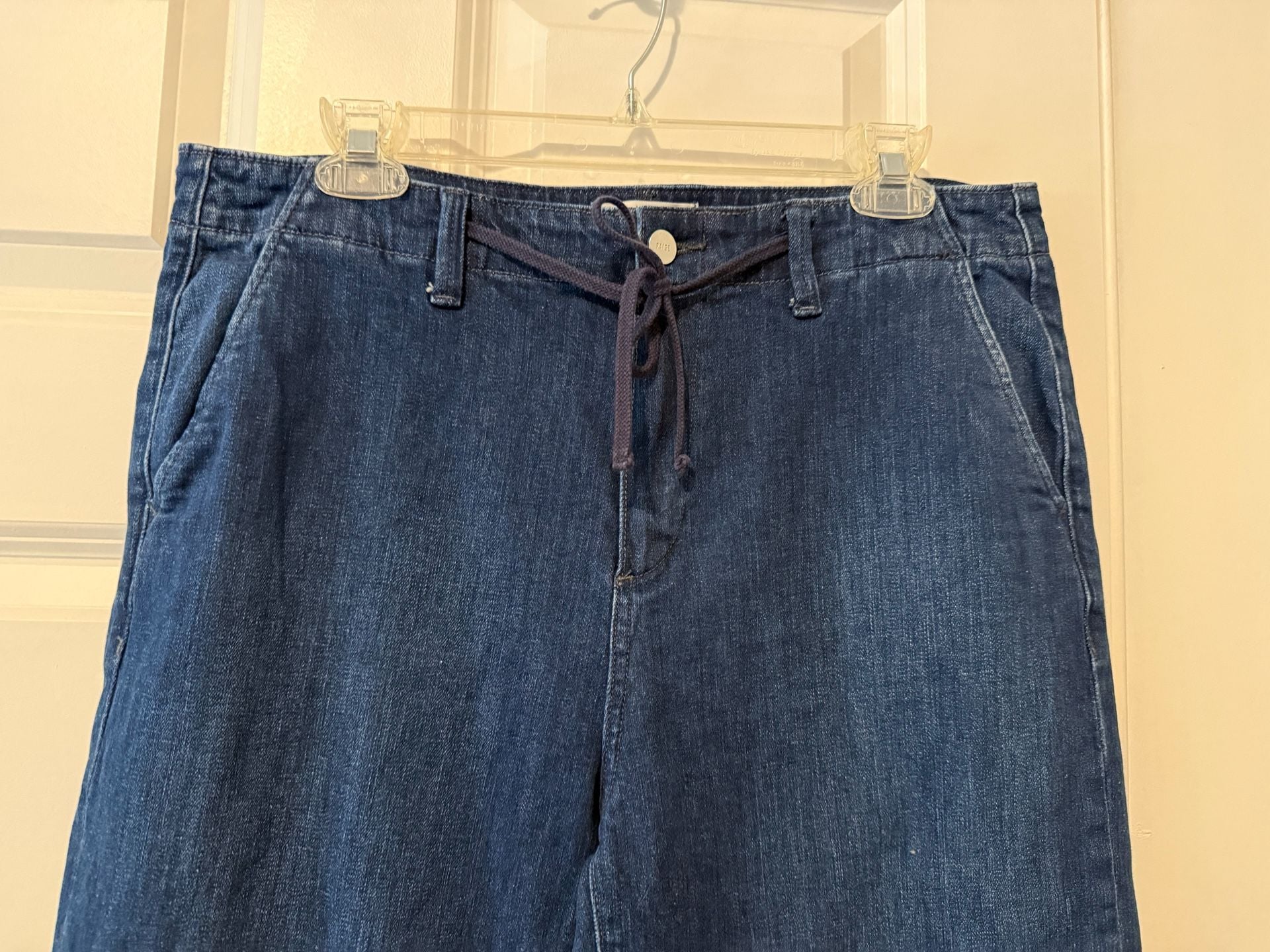 Paige Carly Tie High Waist Ankle Wide Leg Jeans Blue Denim 5