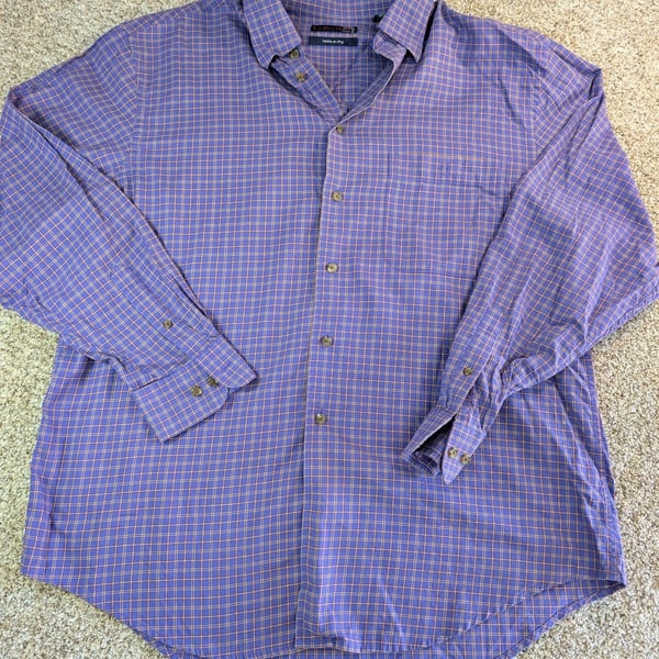 Collection Plaid Long Sleeve Button Down Shirt Purple Check 100's 2-Ply