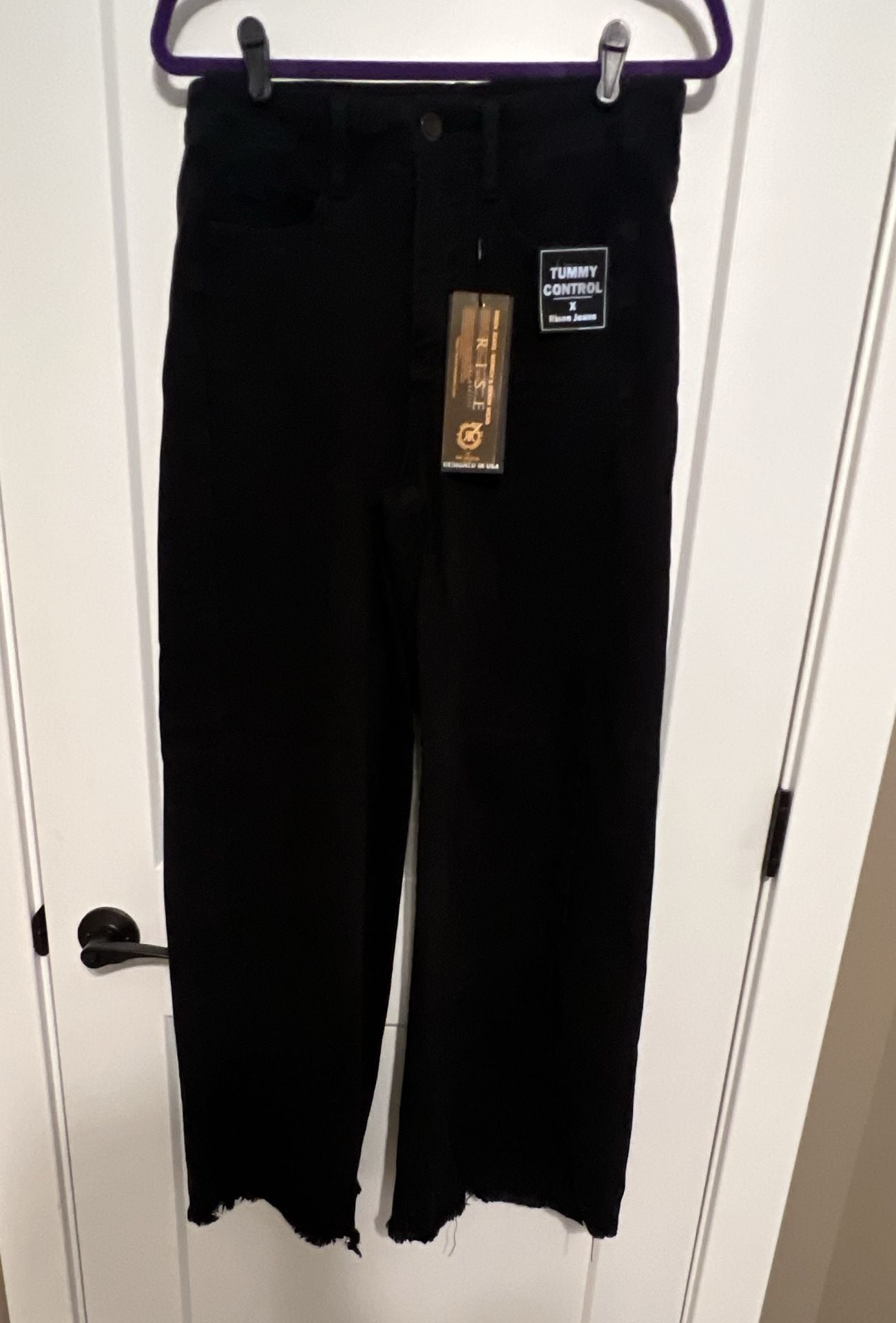 Risen Jeans Wide Leg Jeans Size 9/29 Black Tummy Control NWT 3