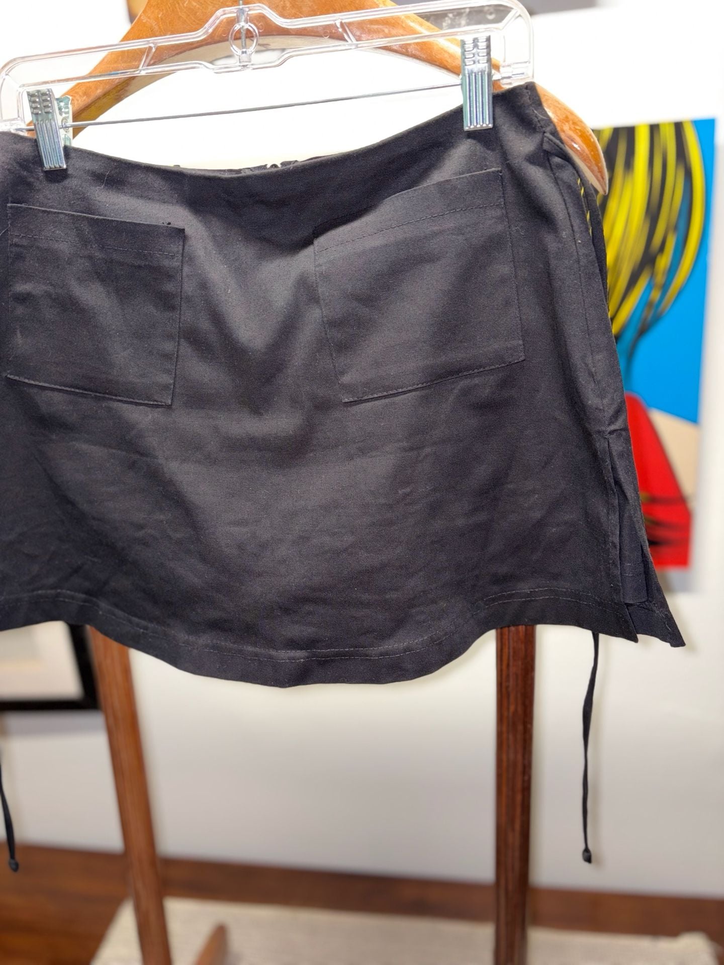 Rave Stretch Mini Skirt Size M Black Pocket Y2K 3