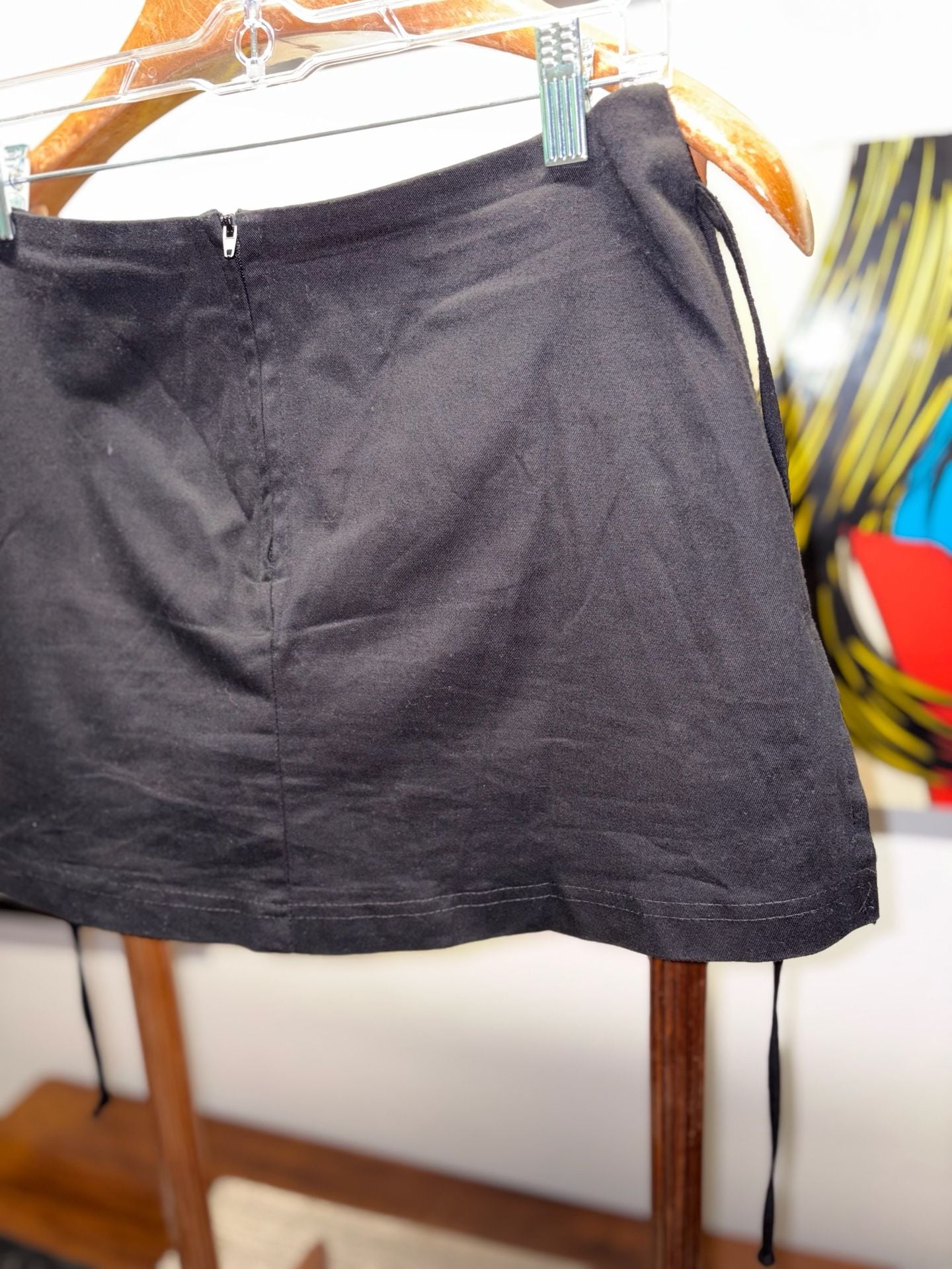 Rave Stretch Mini Skirt Size M Black Pocket Y2K 8