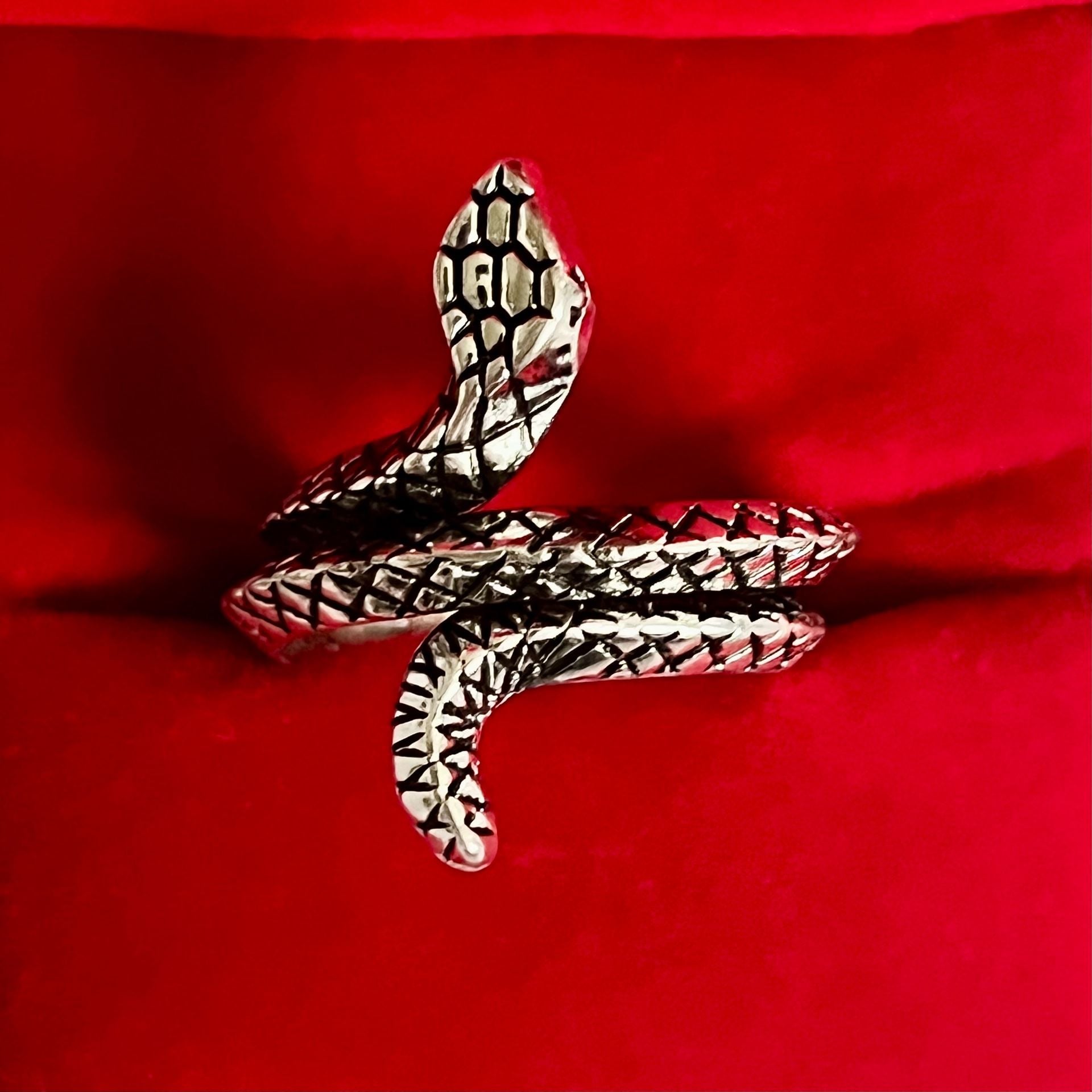 Gothic Snake Wrap Ring Silver Serpent Unisex Band Size 9 1