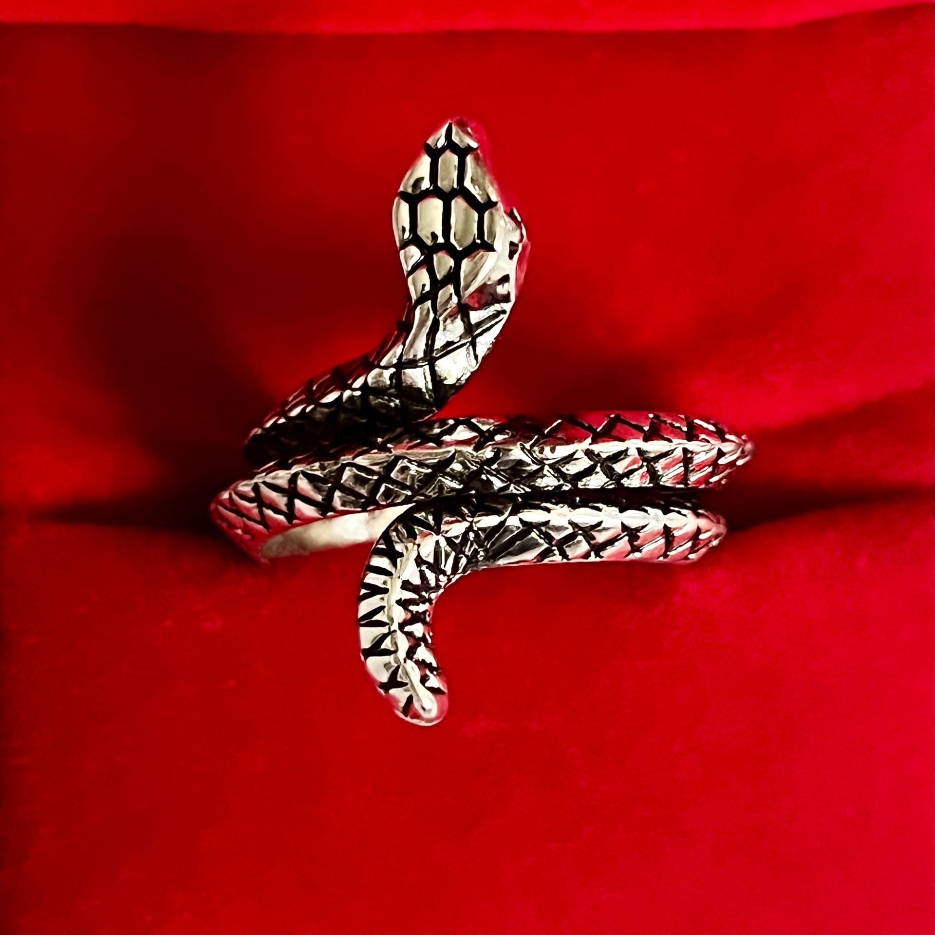 Gothic Snake Wrap Ring Silver Serpent Unisex Band Size 9 2