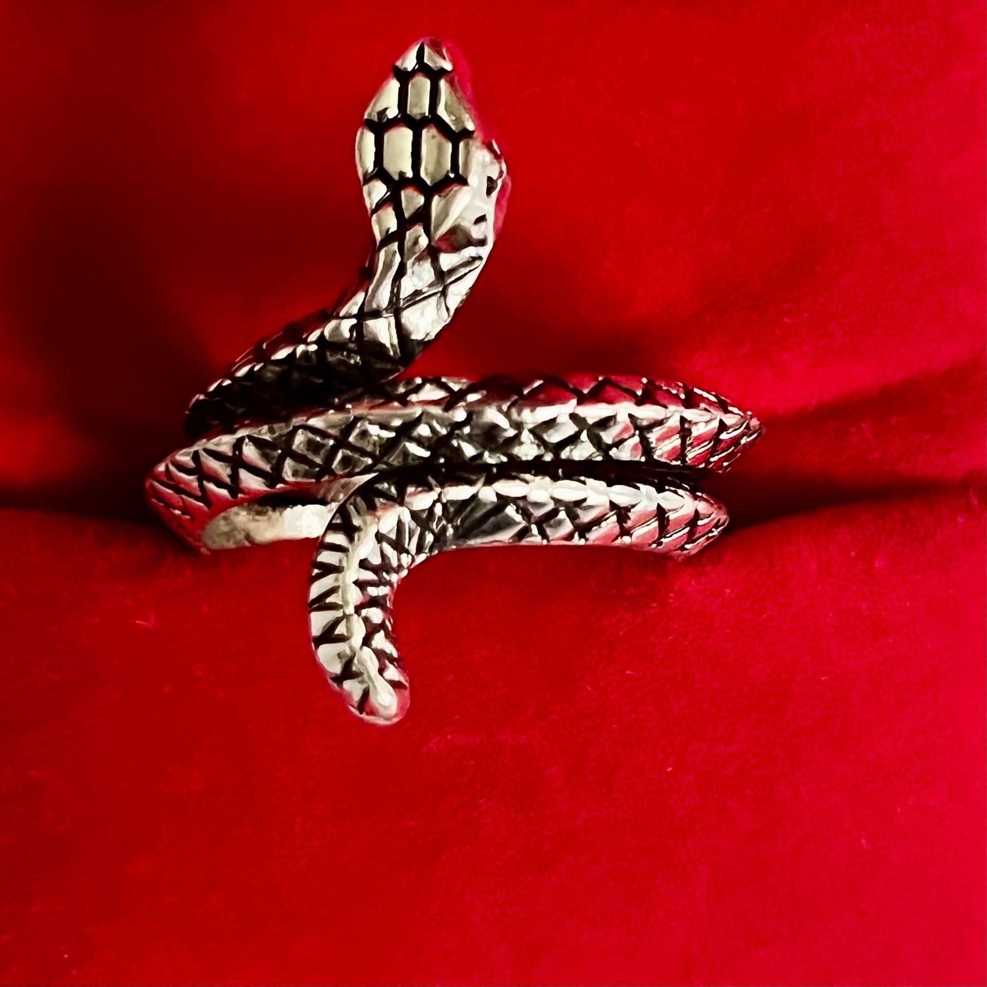 Gothic Snake Wrap Ring Silver Serpent Unisex Band Size 9 3