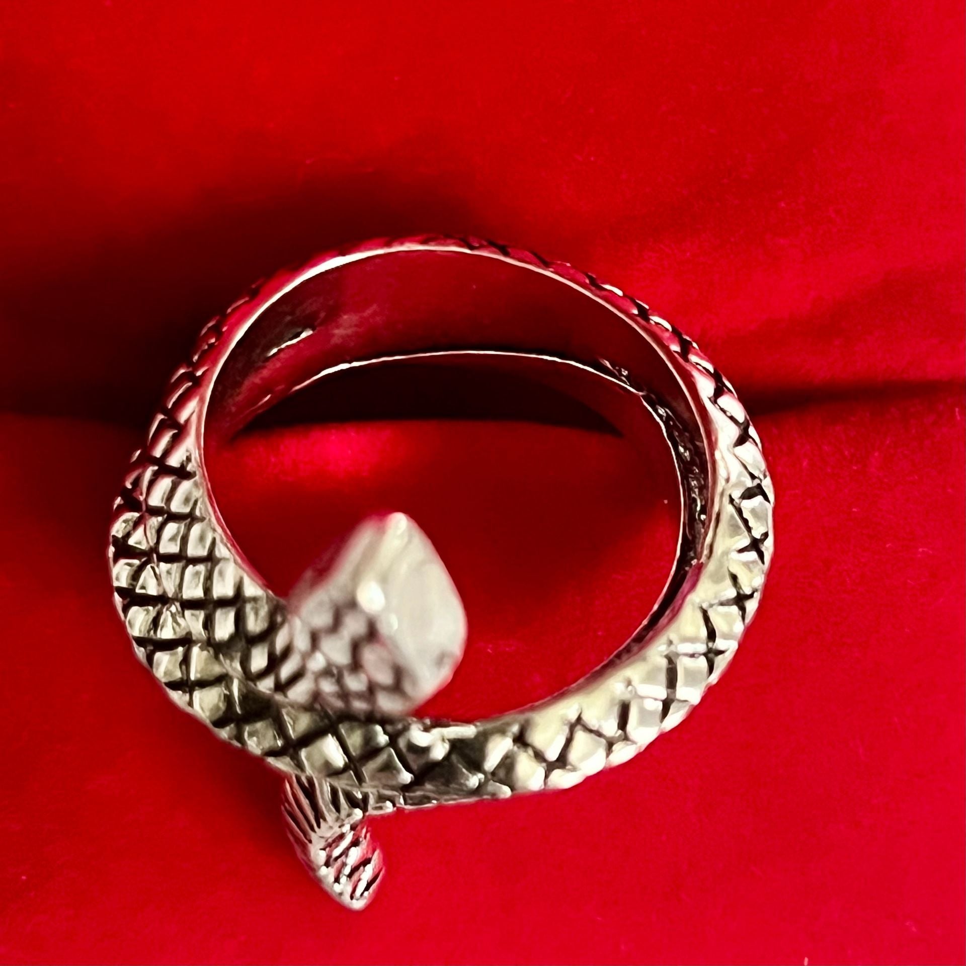 Gothic Snake Wrap Ring Silver Serpent Unisex Band Size 9 5