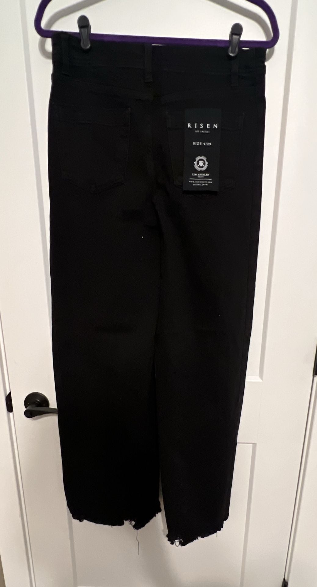 Risen Jeans Wide Leg Jeans Size 9/29 Black Tummy Control NWT 4