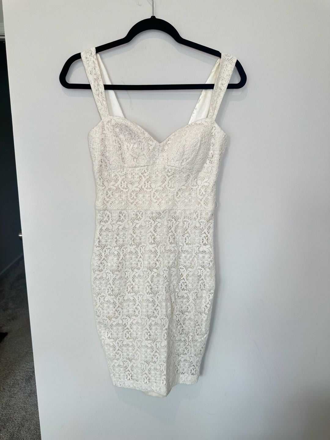 Boston Proper Lace Dress Size 2 White Cocktail Bodycon Sweetheart 2
